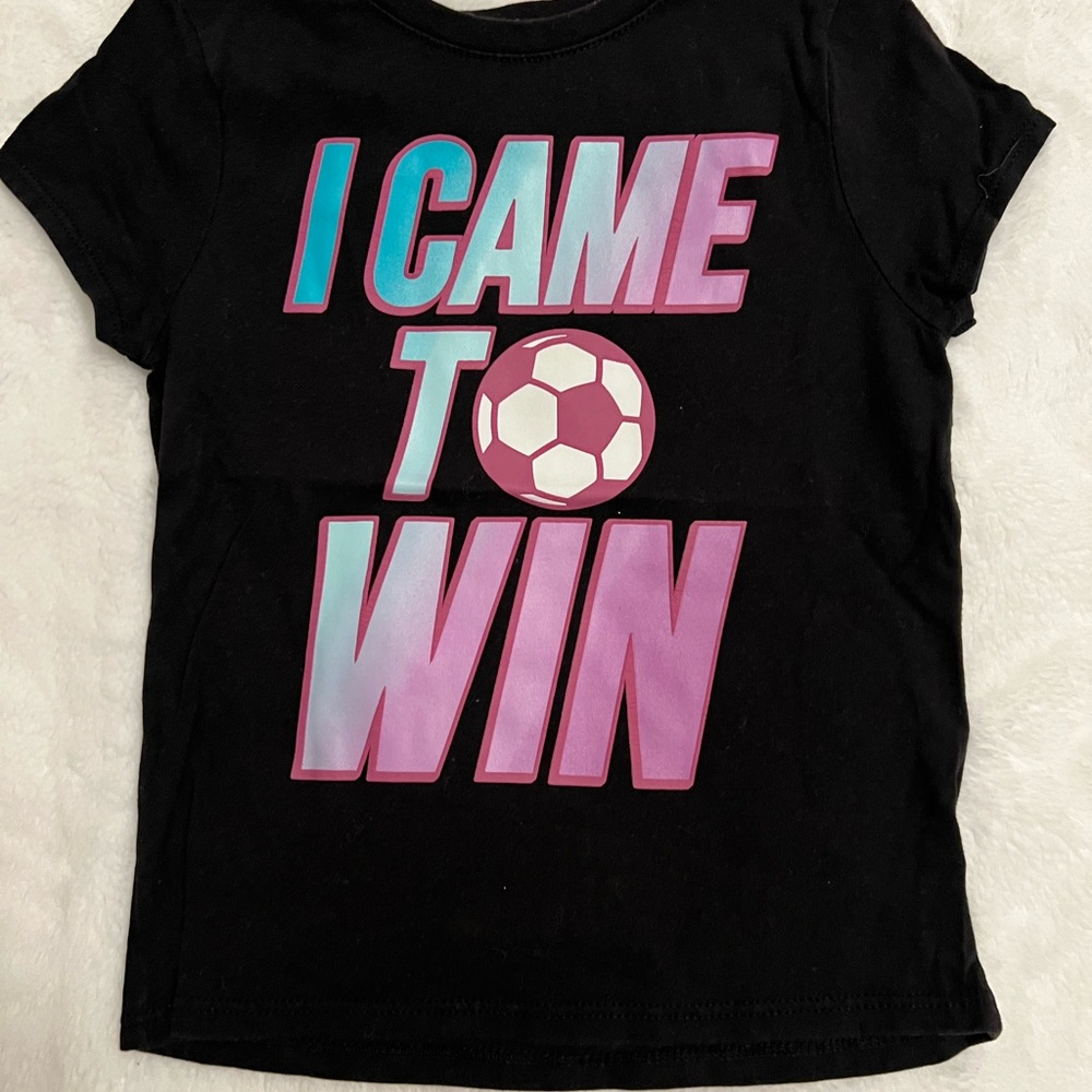Garanimals Black Tee with Pink & Teal 'I Came To Win' Graphic